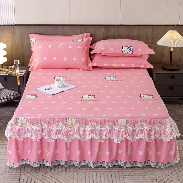 91家纺网 家纺一手货源 找家纺 纽缦 2022新款纯棉磨毛加厚系列-单床裙 凯蒂宝贝