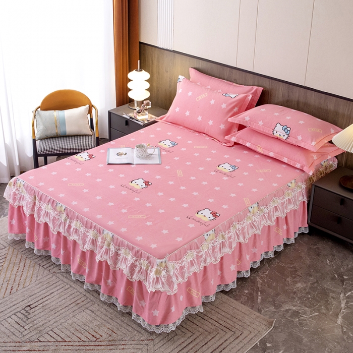 91家纺网 家纺一手货源 找家纺 纽缦 2022新款纯棉磨毛加厚系列-单床裙 凯蒂宝贝