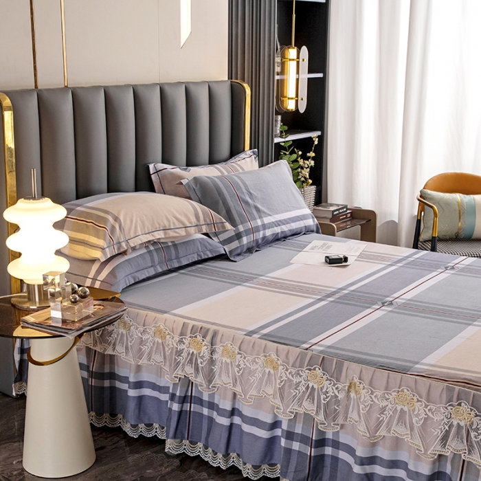 91家纺网 家纺一手货源 找家纺 纽缦 2022新款纯棉磨毛加厚系列-单床裙 迈凯伦