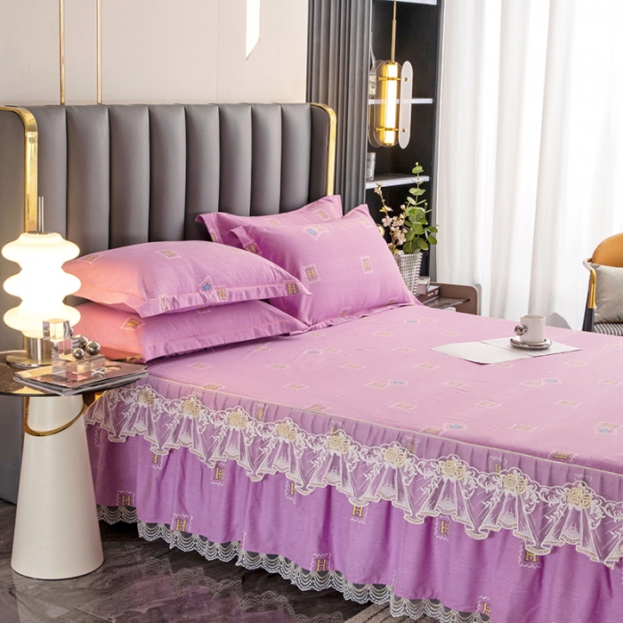 91家纺网 家纺一手货源 找家纺 纽缦 2022新款纯棉磨毛加厚系列-单床裙 米洛