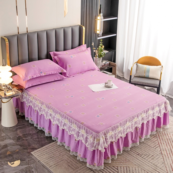 91家纺网 家纺一手货源 找家纺 纽缦 2022新款纯棉磨毛加厚系列-单床裙 米洛