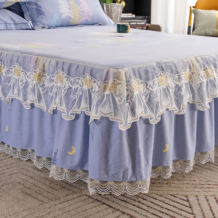 91家纺网 家纺一手货源 找家纺 纽缦 2022新款纯棉磨毛加厚系列-单床裙 奇遇森林-灰