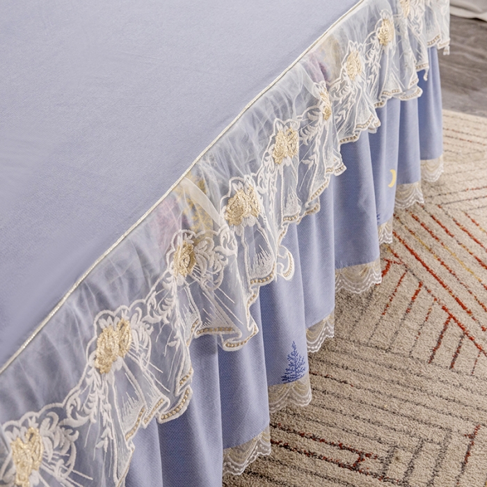 91家纺网 家纺一手货源 找家纺 纽缦 2022新款纯棉磨毛加厚系列-单床裙 奇遇森林-灰