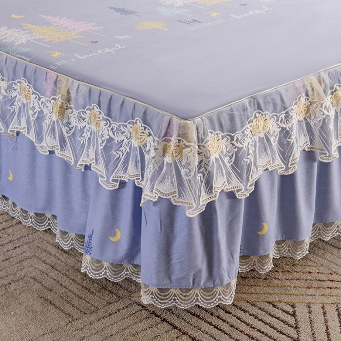 91家纺网 家纺一手货源 找家纺 纽缦 2022新款纯棉磨毛加厚系列-单床裙 奇遇森林-灰