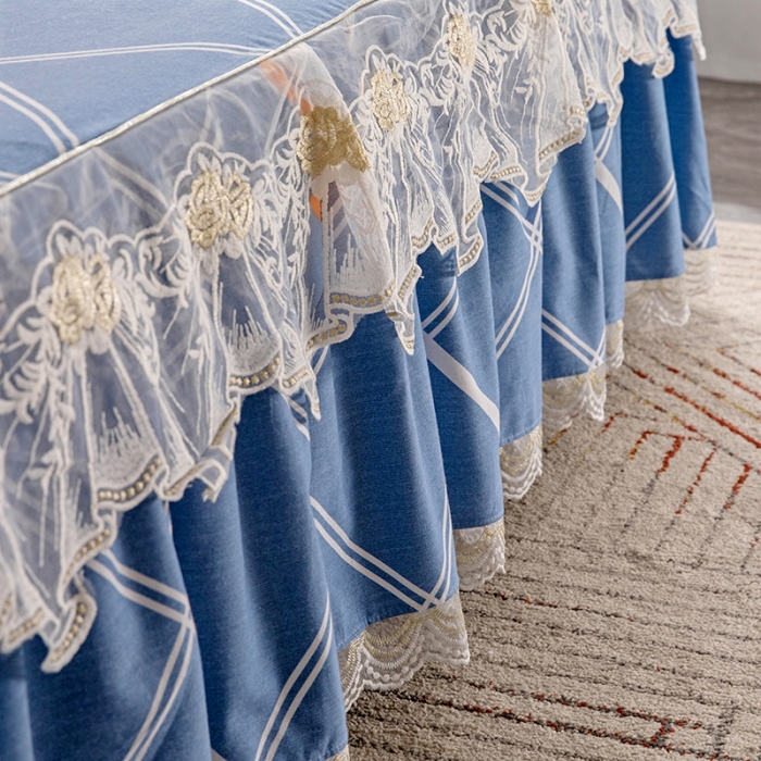 91家纺网 家纺一手货源 找家纺 纽缦 2022新款纯棉磨毛加厚系列-单床裙 时尚空间