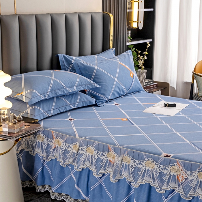 91家纺网 家纺一手货源 找家纺 纽缦 2022新款纯棉磨毛加厚系列-单床裙 时尚空间