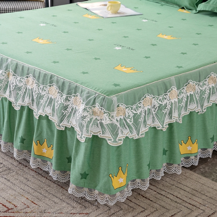 91家纺网 家纺一手货源 找家纺 纽缦 2022新款纯棉磨毛加厚系列-单床裙 小皇冠