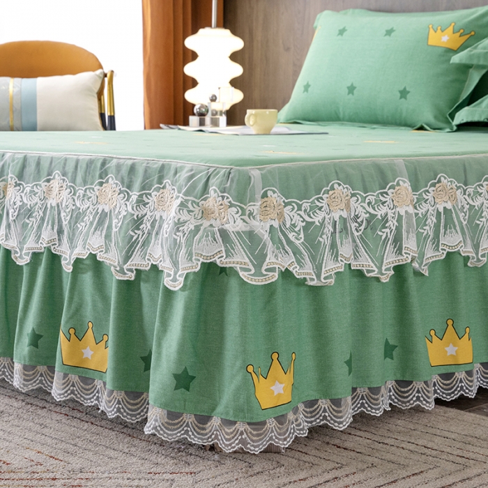 91家纺网 家纺一手货源 找家纺 纽缦 2022新款纯棉磨毛加厚系列-单床裙 小皇冠