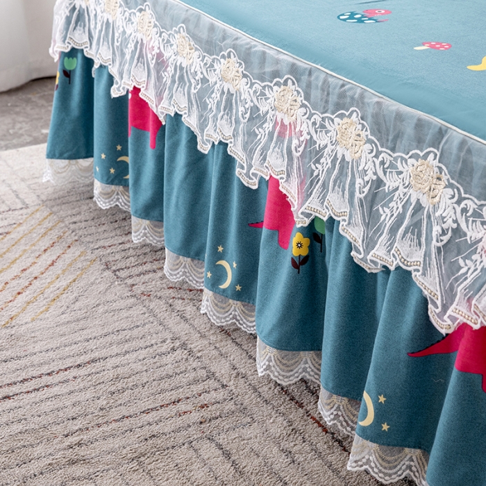 91家纺网 家纺一手货源 找家纺 纽缦 2022新款纯棉磨毛加厚系列-单床裙 小恐龙