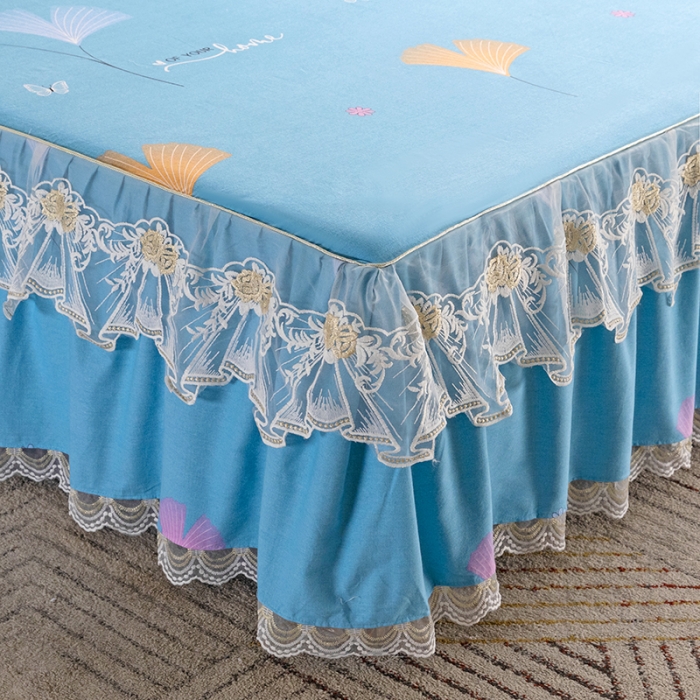 91家纺网 家纺一手货源 找家纺 纽缦 2022新款纯棉磨毛加厚系列-单床裙 萱梦-绿