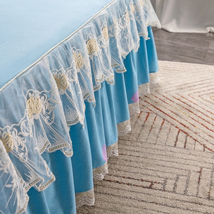 91家纺网 家纺一手货源 找家纺 纽缦 2022新款纯棉磨毛加厚系列-单床裙 萱梦-绿