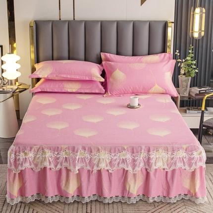 纽缦 2022新款纯棉磨毛加厚系列-单床裙 叶语-粉