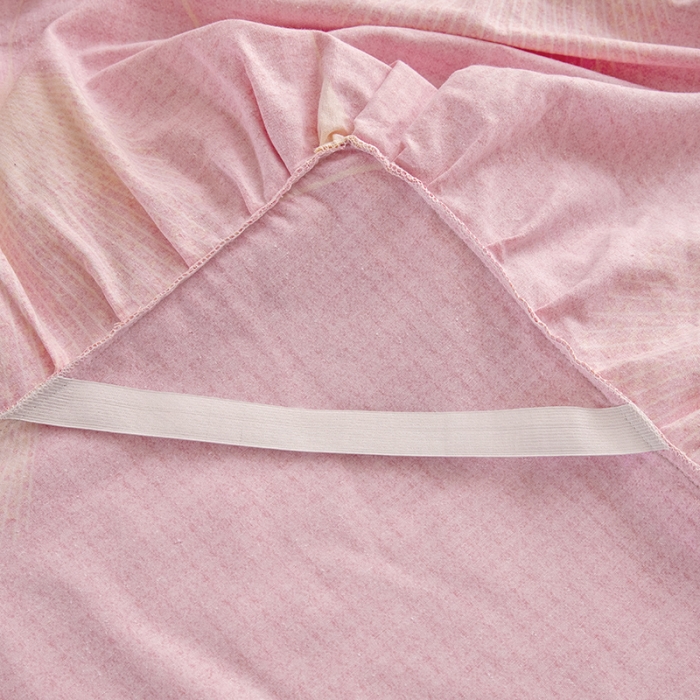 91家纺网 家纺一手货源 找家纺 纽缦 2022新款纯棉磨毛加厚系列-单床裙 叶语-粉