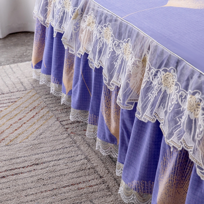 91家纺网 家纺一手货源 找家纺 纽缦 2022新款纯棉磨毛加厚系列-单床裙 叶语-紫