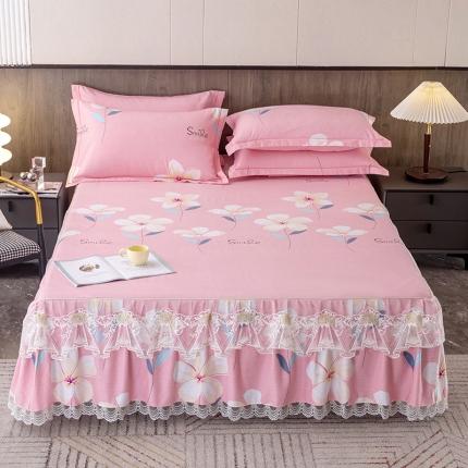 纽缦 2022新款纯棉磨毛加厚系列-单床裙 语茉花开-粉