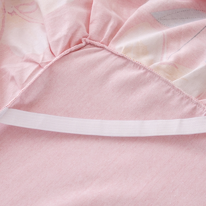 91家纺网 家纺一手货源 找家纺 纽缦 2022新款纯棉磨毛加厚系列-单床裙 语茉花开-粉