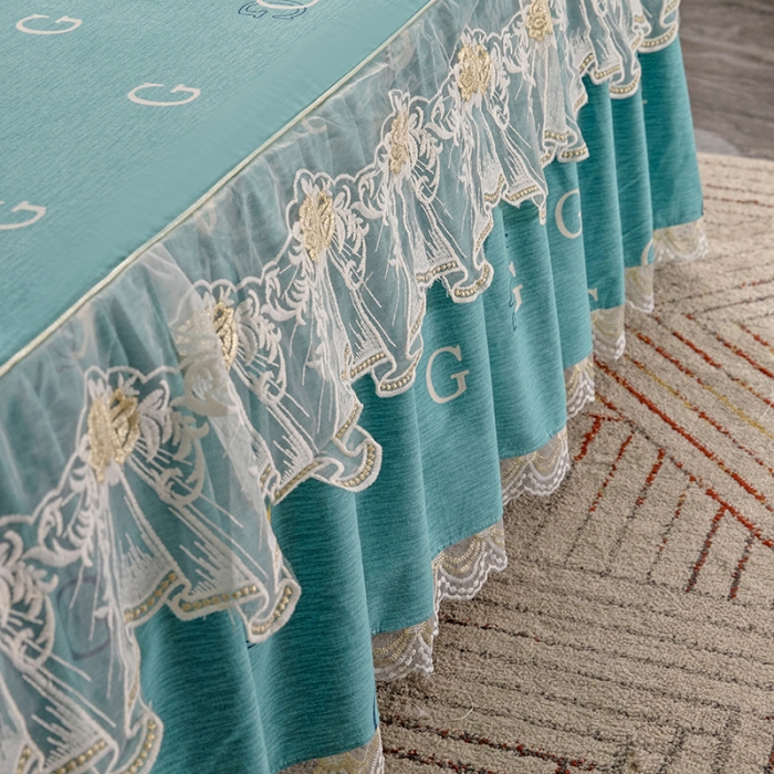 91家纺网 家纺一手货源 找家纺 纽缦 2022新款纯棉磨毛加厚系列-单床裙 字母恋曲-绿