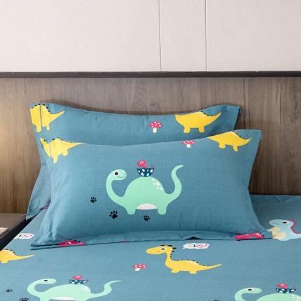 91家纺网 家纺一手货源 找家纺 纽缦 纯棉磨毛加厚系列-单枕套 48x74cm（一对） 小恐龙