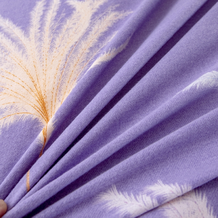 91家纺网 家纺一手货源 找家纺 纽缦 纯棉磨毛加厚系列-单枕套 48x74cm（一对） 城南花开-紫