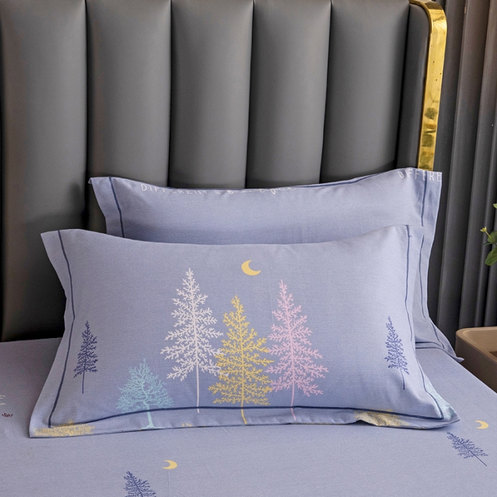 91家纺网 家纺一手货源 找家纺 纽缦 纯棉磨毛加厚系列-单枕套 48x74cm（一对） 奇遇森林-灰