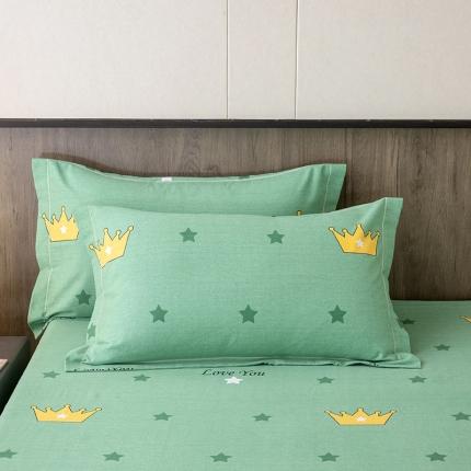 纽缦 纯棉磨毛加厚系列-单枕套 48x74cm（一对）小皇冠