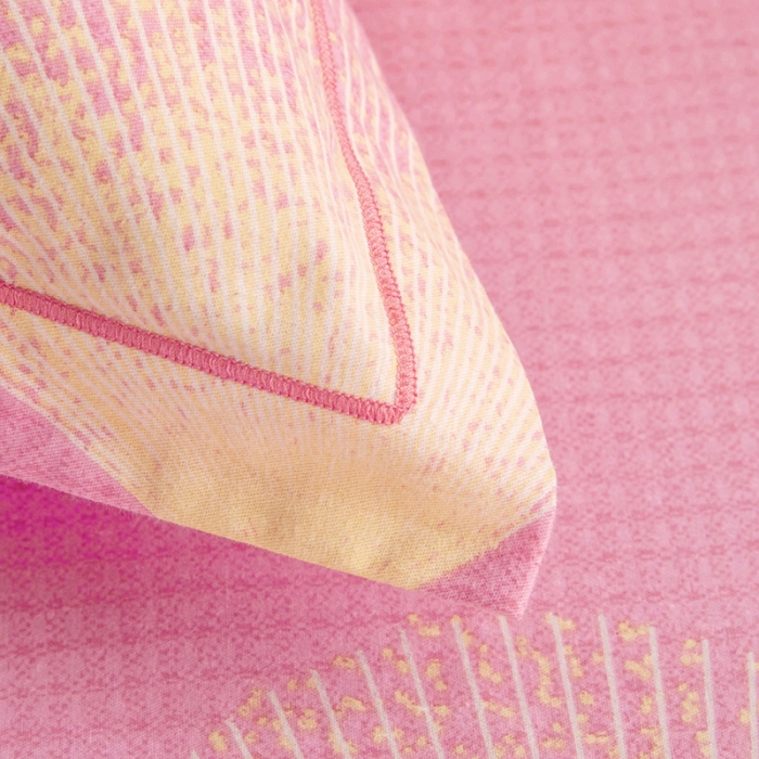 91家纺网 家纺一手货源 找家纺 纽缦 纯棉磨毛加厚系列-单枕套 48x74cm（一对） 叶语-粉