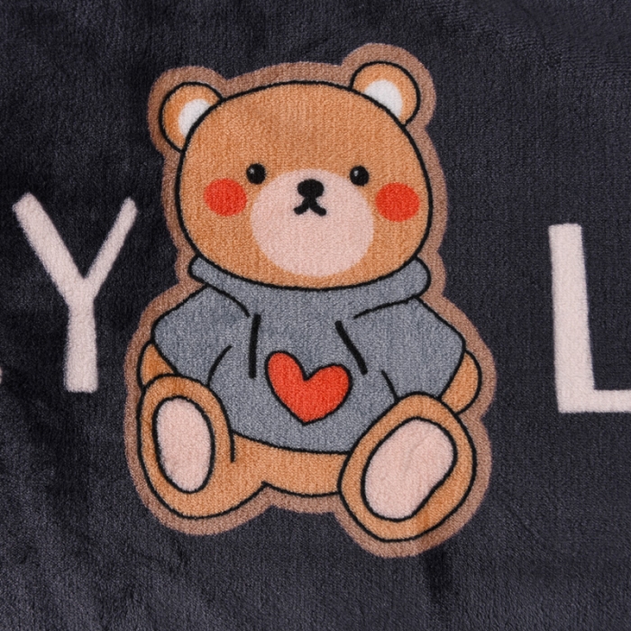 91家纺网 家纺一手货源 找家纺 雅萱  2024新款菠萝格牛奶绒包边毛毯 LOVE熊