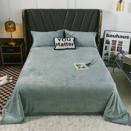 雅萱  2024新款菠萝格牛奶绒包边毛毯 百合绿