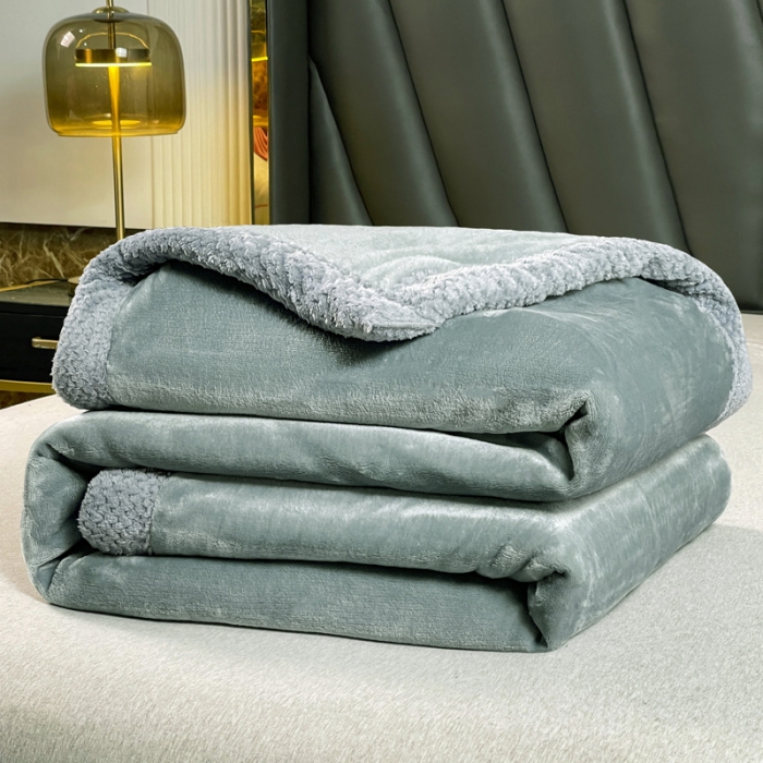 91家纺网 家纺一手货源 找家纺 雅萱  2024新款菠萝格牛奶绒包边毛毯 百合绿