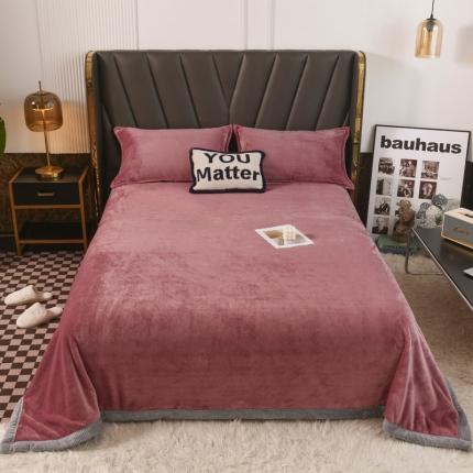 雅萱  2024新款菠萝格牛奶绒包边毛毯 豆沙