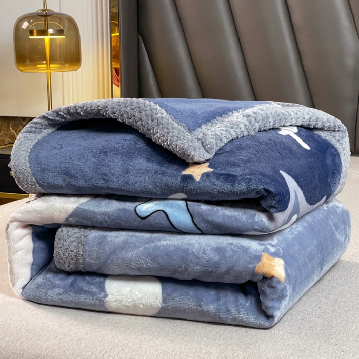 91家纺网 家纺一手货源 找家纺 雅萱  2024新款菠萝格牛奶绒包边毛毯 海豚和熊