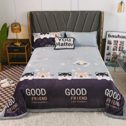 雅萱  2024新款菠萝格牛奶绒包边毛毯 可爱小狗