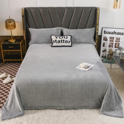 雅萱  2024新款菠萝格牛奶绒包边毛毯 浅灰