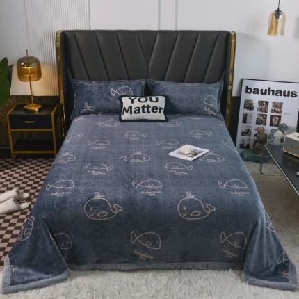 雅萱  2024新款菠萝格牛奶绒包边毛毯 小金鱼