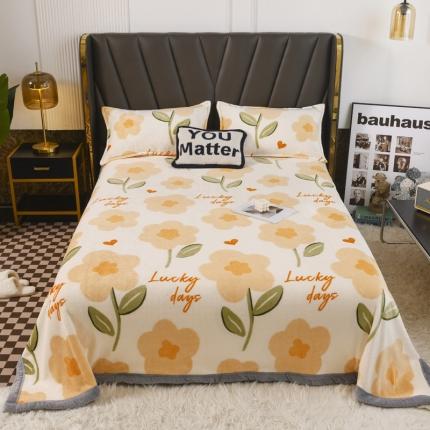 雅萱  2024新款菠萝格牛奶绒包边毛毯 萱花