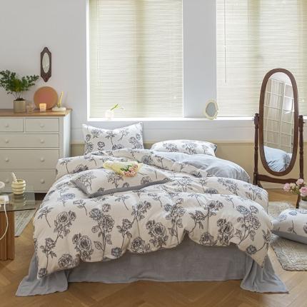 桃子ins复古山茶花玫瑰花卉加厚牛奶绒系列四件套 绒-铃兰