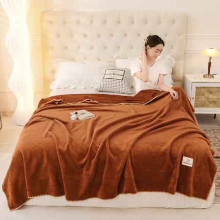 91家纺网 家纺一手货源 找家纺 雅萱 2022新款双面加厚华夫格毛毯 焦糖
