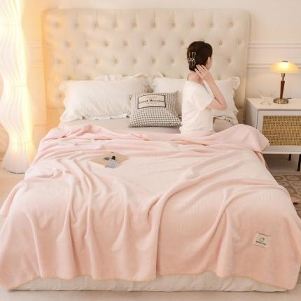 雅萱 2022新款双面加厚华夫格毛毯 藕粉