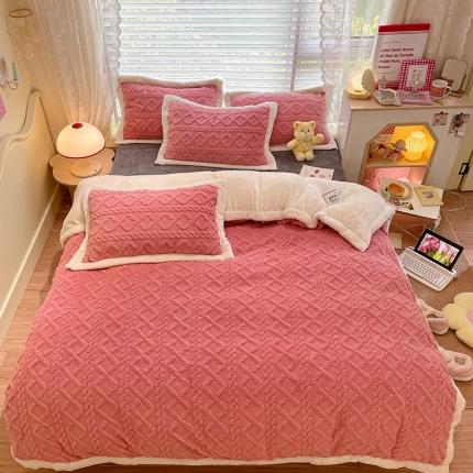 91家纺网 家纺一手货源 找家纺 （总）琪格格 2022新款剪花绒vs兔兔绒四件套