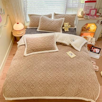 91家纺网 家纺一手货源 找家纺 （总）琪格格 2022新款剪花绒vs兔兔绒四件套