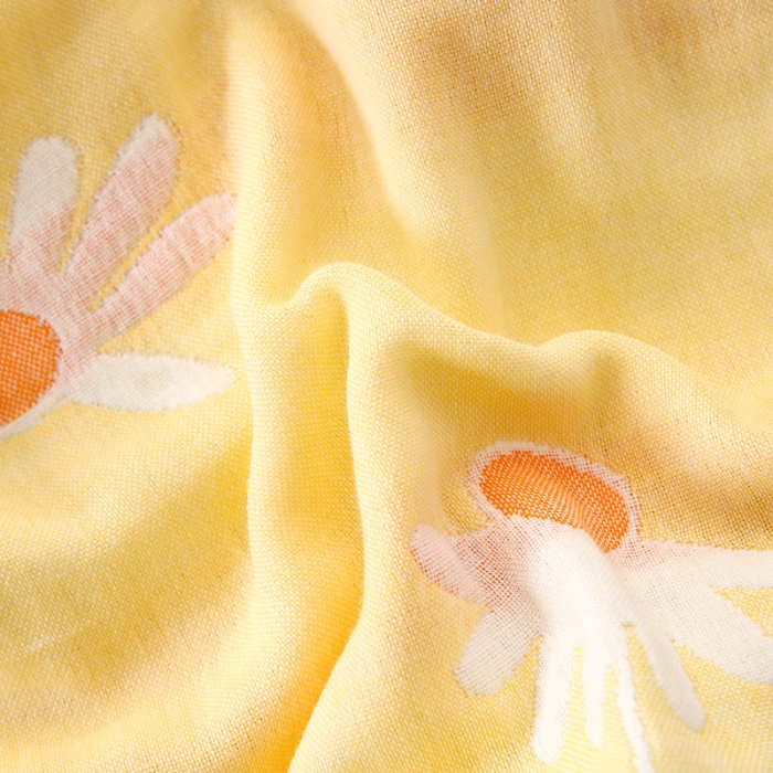 91家纺网 家纺一手货源 找家纺 朴尔 2022新款全棉卡通六层纱布儿童枕套 一米阳光黄