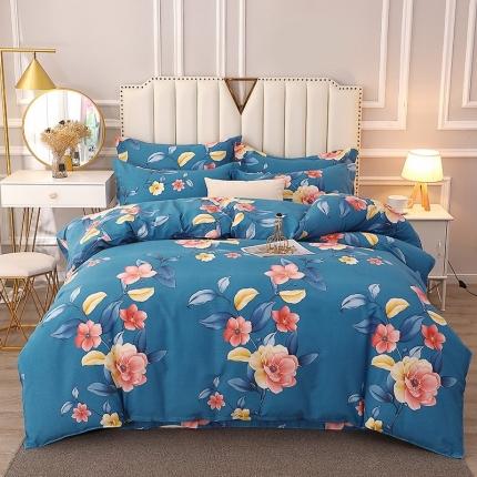 91家纺网 家纺一手货源 找家纺 总-2023新加厚活性全棉磨毛四件套印花纯棉床单床笠款多规格