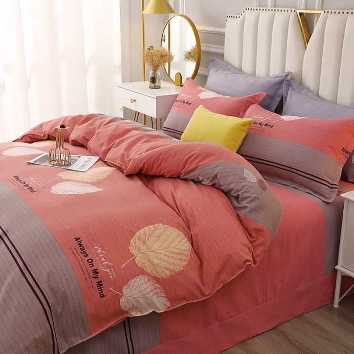 91家纺网 家纺一手货源 找家纺 晶缦2022新款全棉活性磨毛多规格床单床笠款四件套系列 漫步时光豆沙