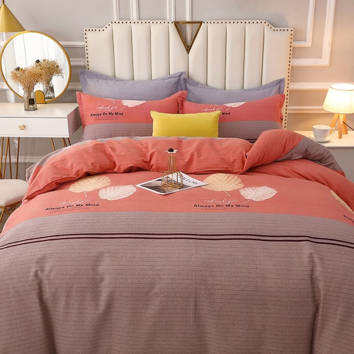 91家纺网 家纺一手货源 找家纺 晶缦2022新款全棉活性磨毛多规格床单床笠款四件套系列 漫步时光豆沙