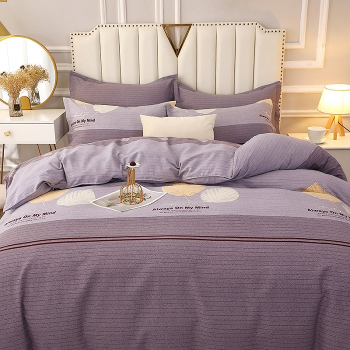 91家纺网 家纺一手货源 找家纺 晶缦2022新款全棉活性磨毛多规格床单床笠款四件套系列 漫步时光灰