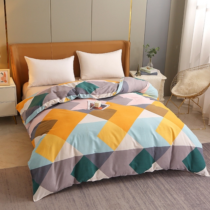 91家纺网 家纺一手货源 找家纺 晶缦2022新款全棉活性磨毛多规格床单床笠款四件套系列 魔幻彩格