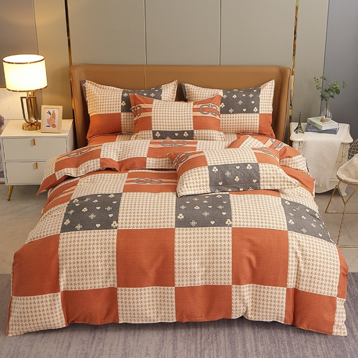 91家纺网 家纺一手货源 找家纺 晶缦2022新款全棉活性磨毛多规格床单床笠款四件套系列 千鸟格