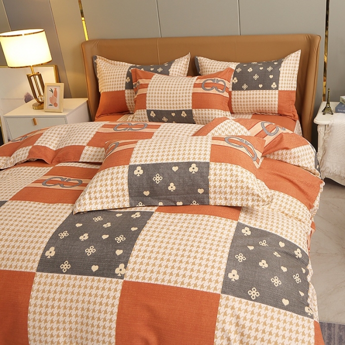 91家纺网 家纺一手货源 找家纺 晶缦2022新款全棉活性磨毛多规格床单床笠款四件套系列 千鸟格