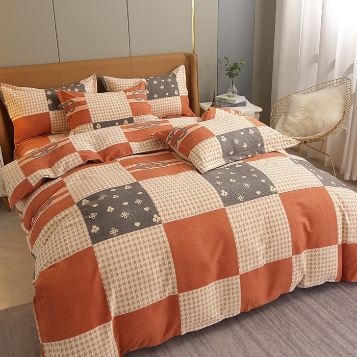 91家纺网 家纺一手货源 找家纺 晶缦2022新款全棉活性磨毛多规格床单床笠款四件套系列 千鸟格