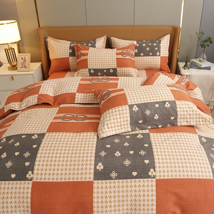 91家纺网 家纺一手货源 找家纺 晶缦2022新款全棉活性磨毛多规格床单床笠款四件套系列 千鸟格